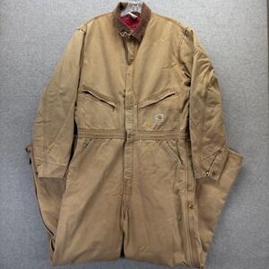 Vintage Carhartt Duck Coveralls Mens 44 Tall Brown X01 Insulated USA Workwear